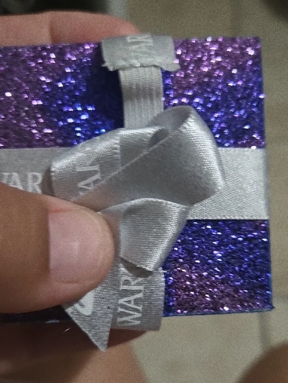 Swarovski Wooden decoration Box  with Silver Branded Ribbon